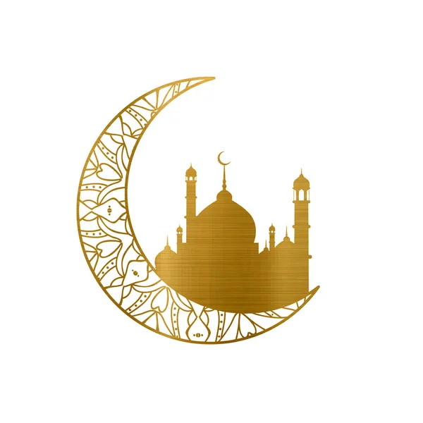 Moské Islamiska Religiösa Heliga Gyllene Månen Illustration — Stockfoto