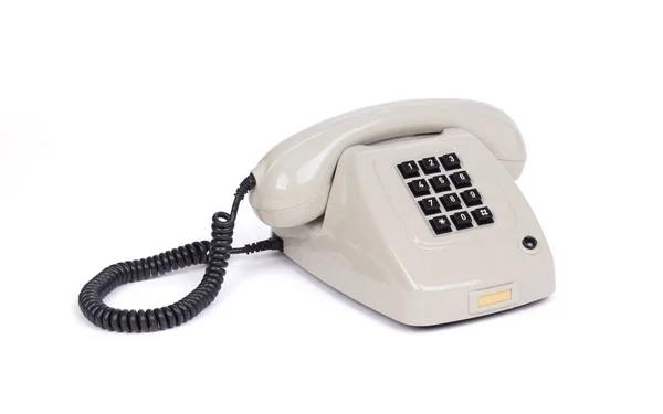 Vintage Grå Telefon Med Vit Bakgrund — Stockfoto