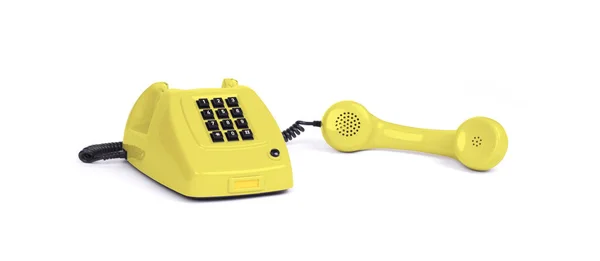 Vintage Gele Telefoon Met Witte Achtergrond — Stockfoto