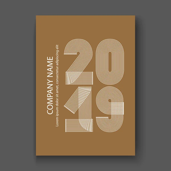 Capa Números Relatório Anual 2019 Design Moderno Branco Sobre Papel — Fotografia de Stock