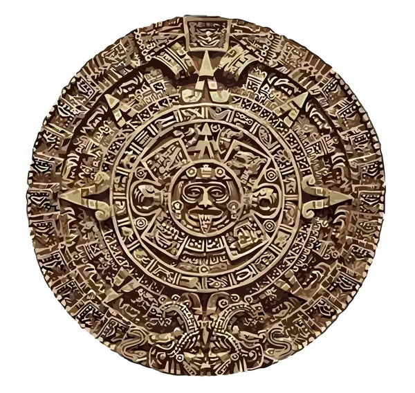 Maya Civilización Azteca Calendario Astronomía Tribales Antigua Roca Ilustración —  Fotos de Stock