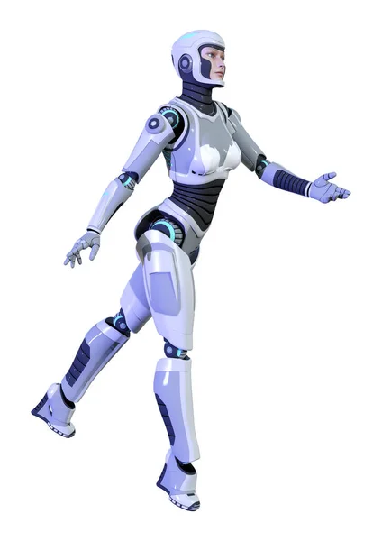 Rendering Female Robot Isolated White Background — Stock Photo, Image