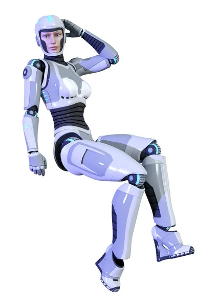 Rendering Female Robot Isolated White Background — Stock Photo, Image