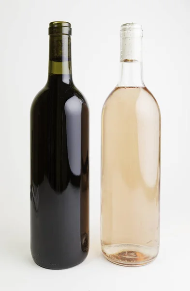 Garrafas Vinho Vidro Detalhes Garrafas Com Vinho Branco Vinho Tinto — Fotografia de Stock