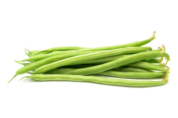 Haricots Verts Isolés Sur Fond Blanc — Photo