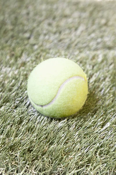 Тенісний Траві Деталь Жовтого Яча Щоб Грати Теніс Фітнес Веселощі — стокове фото