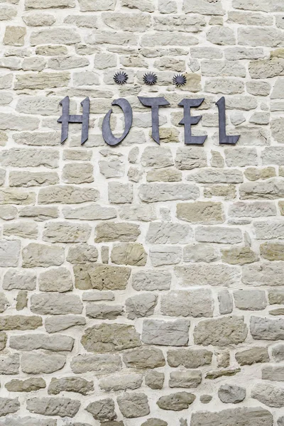 Sinal Hotel Uma Parede Detalhe Sinal Informação Hotel Três Estrelas — Fotografia de Stock