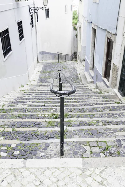 Viejas Escaleras Piedra Lisboa Detalle Escaleras Una Antigua Calle Antiguo — Foto de Stock