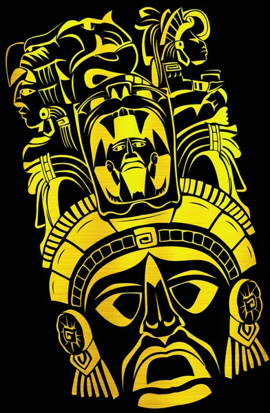 Maya Aztec Civilization Tribal Cult Mask Spirit Illustration — Stock Photo, Image