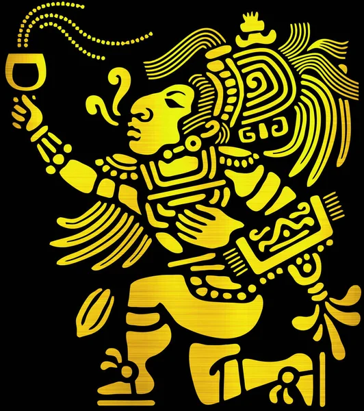 Maya Aztec Civilization Tribal Cult Ritual Offer Spirit Golden Illustration — Stock Photo, Image