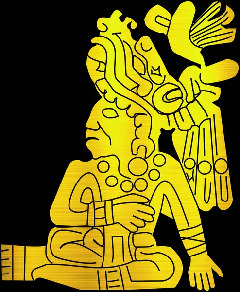 Maya Aztec Civilization Tribal Cult Spirit Golden Illustration — Stock Photo, Image