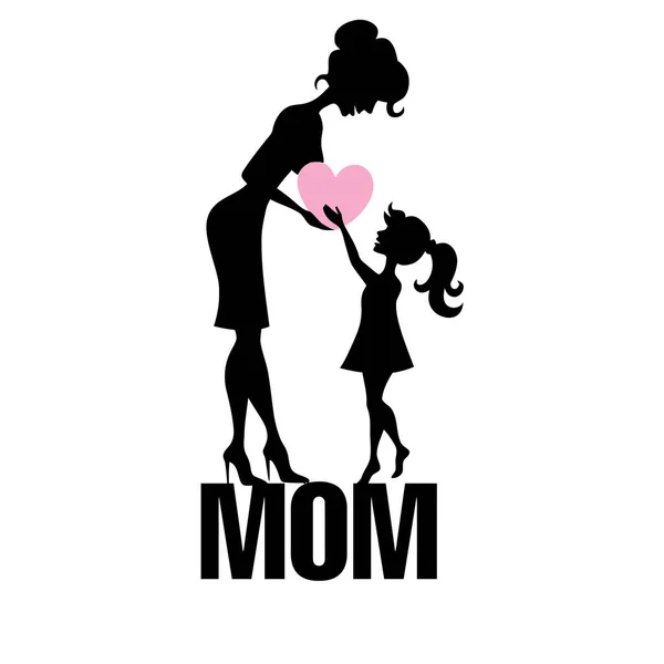 Mothers Day Giving Love Daughter Heart Silhouette Illustration — Stock Photo, Image