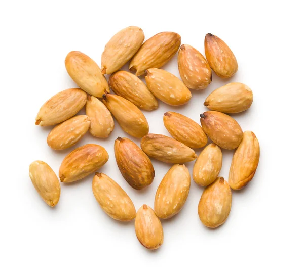 Salty Roasted Almonds Isolated White Background — Stock Photo, Image