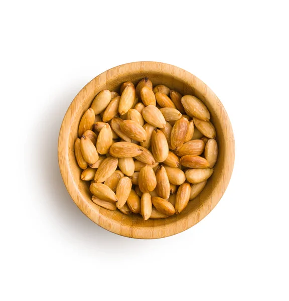Salty Roasted Almonds Bowl Isolated White Background — Stock Photo, Image