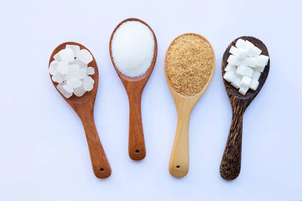 Beyaz Zemin Üzerinde Çeşitli Şeker Türleri — Stok fotoğraf