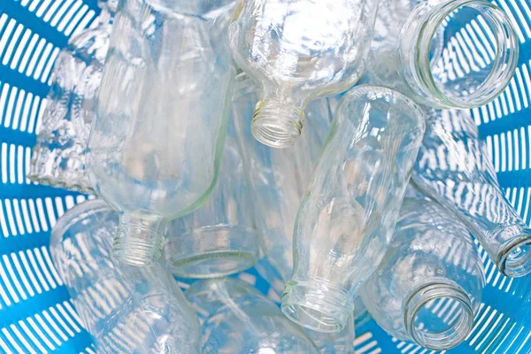 Botellas Vidrio Cesta Residuos — Foto de Stock