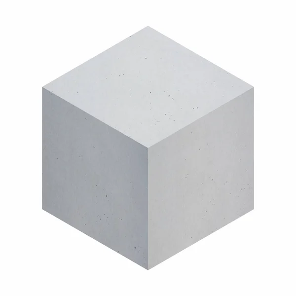 Cubo Concreto Cinza Isolado Sobre Fundo Branco — Fotografia de Stock