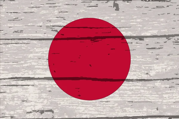 Japanes Rising Sun Flag Driftwood Timber Background White Paint Overlay — Stock Photo, Image