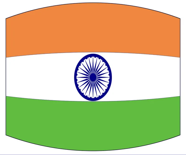 Прапор Індії Білим Зеленим Помаранчевим Викривленим Виглядом — стокове фото