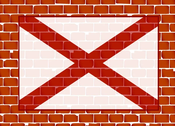 Fragment Muru Murowanego Jako Tło Dla Flagi Świętego Jerzego Anglii — Zdjęcie stockowe