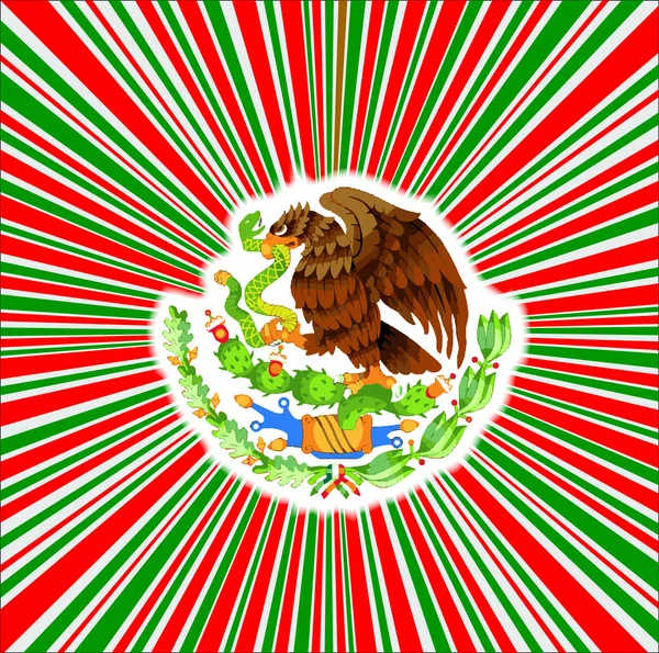 摘要复古的红色 绿色墨西哥国旗的反转设计元素 — 图库照片