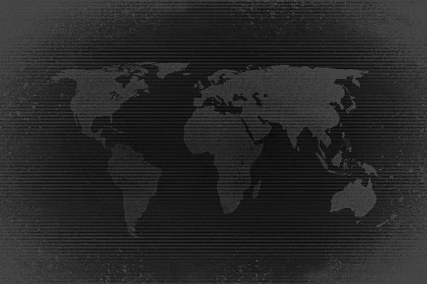 Escuro Retro Preto Branco Meio Tom Mapa Mundo — Fotografia de Stock