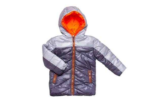 Winter Jacket Isolated Stylish Black Warm Jacket Orange Lining Kids — Stock Photo, Image