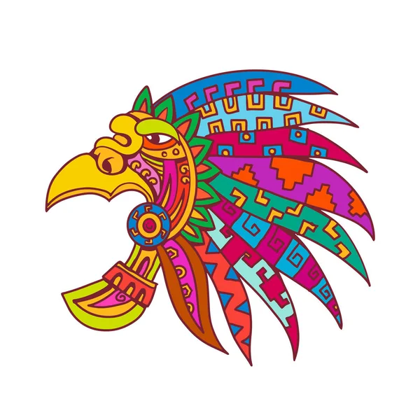 Dibujo Ilustración Estilo Bosquejo Antiguo Tocado Plumas Aztecas Una Pieza —  Fotos de Stock