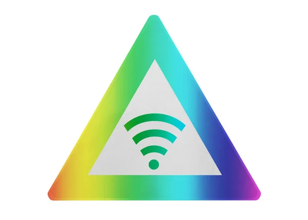 Segnale Stradale Isolato Wifi Isolato Colorato Arcobaleno — Foto Stock