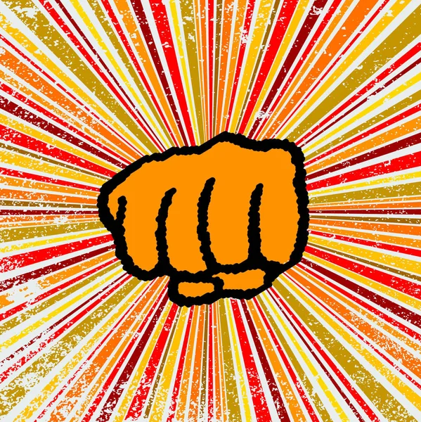 Abstract Retro Fist Punch Grunge Backround Design Element Reds Oranges — Stock Photo, Image