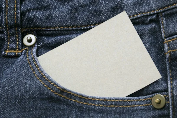 Blank Brown Paper Front Pocket Blue Jeans Copyspace Sale Text Stock Picture