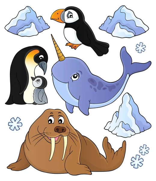 Conjunto Temas Animales Invierno Ilustración Imagen — Foto de Stock