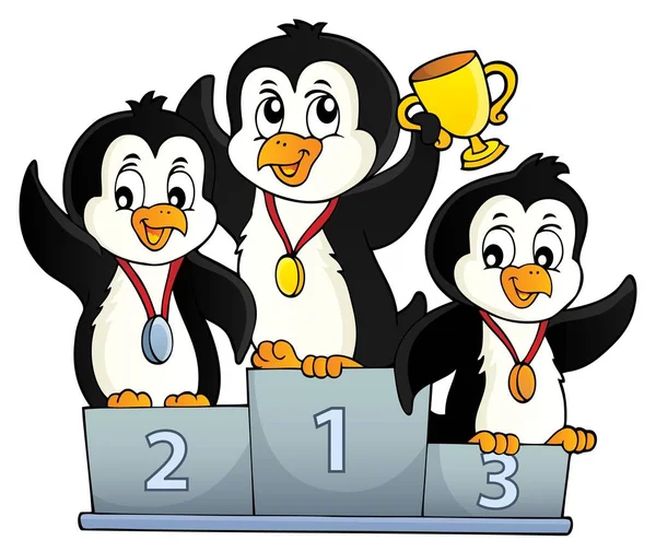 Imagen Temática Los Ganadores Los Pingüinos Ilustración Imágenes — Foto de Stock