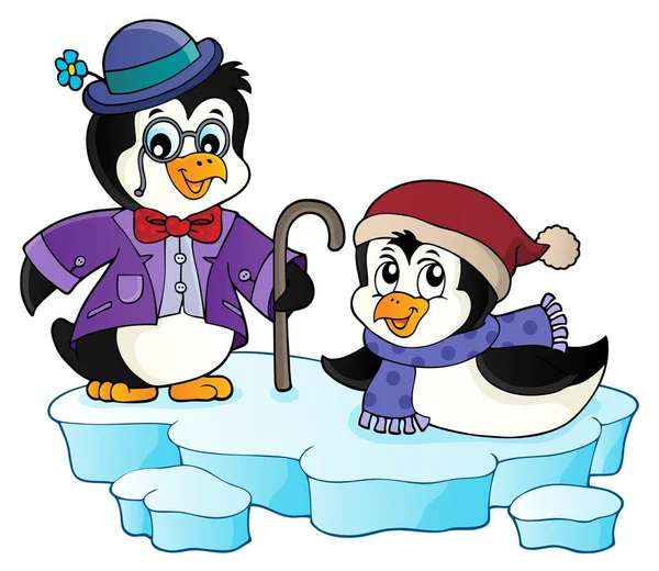 Счастливые Стилизованные Пингвины Тема Изображение Иллюстрация Картинке — стоковое фото