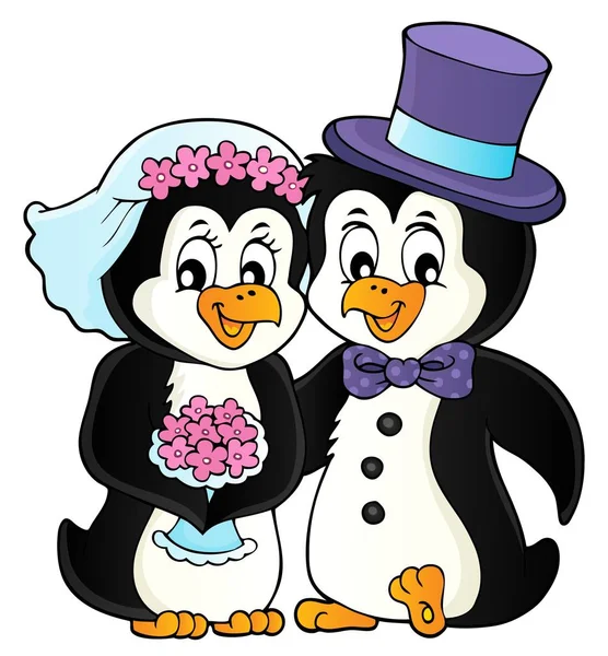 Pinguin Hochzeit Thema Bild Bild Illustration — Stockfoto