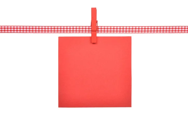 Ruban Carreaux Rouge Blanc Avec Papier Sur Blanc — Photo