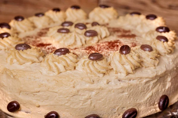 Mocha Cream Cake Background Close — Stock Photo, Image