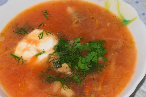 Borsch Σούπα Λάχανο Παντζάρι Και Χοιρινό — Φωτογραφία Αρχείου