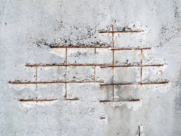 Full Size View Damaged Concrete Wall Translucent Iron — Stock Photo, Image