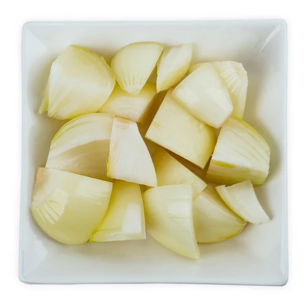 Fresh Onions Bowl Isolated White Background — Stock Photo, Image