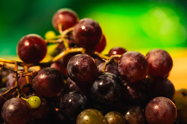 在模糊的背景下 在枝条上挂着成熟的红葡萄 — 图库照片