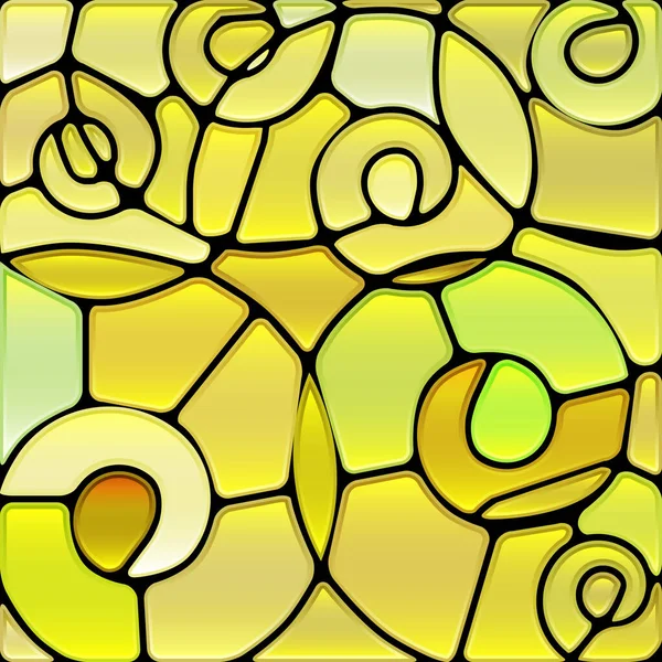Vetor Abstrato Fundo Mosaico Vidro Manchado Espirais Amarelas — Fotografia de Stock