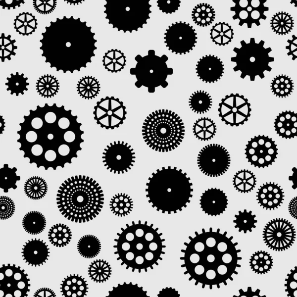 Abstract Vector Black Flat Gears Seamless Pattern Gray Background — Stock Photo, Image