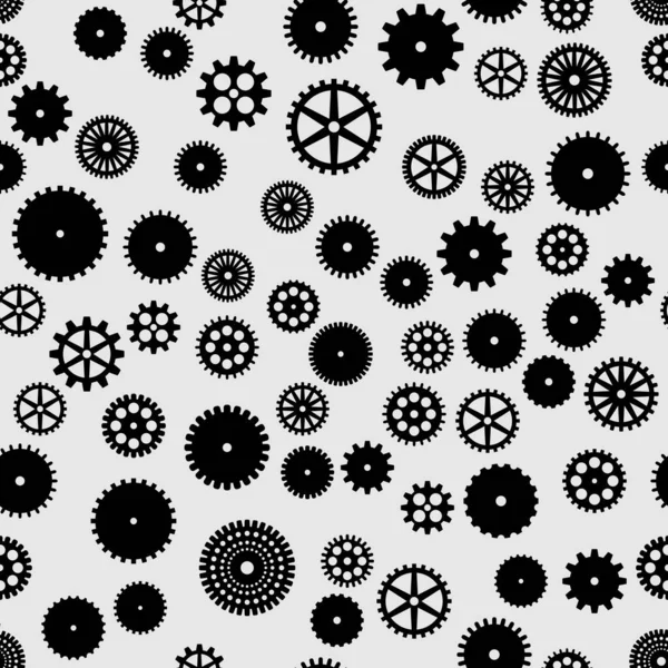 Abstract Vector Black Flat Gears Seamless Pattern Gray Background — Stock Photo, Image