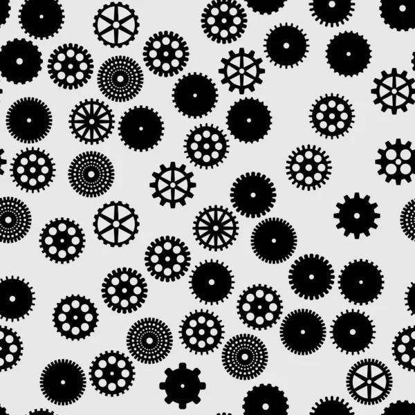 Абстрактный Вектор Черные Плоские Шестерни Бесшовный Узор Сером Фоне — стоковое фото