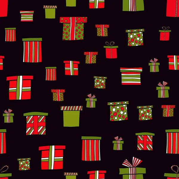 Abstract Vector Doodle Kerst Presenteert Naadloos Patroon — Stockfoto