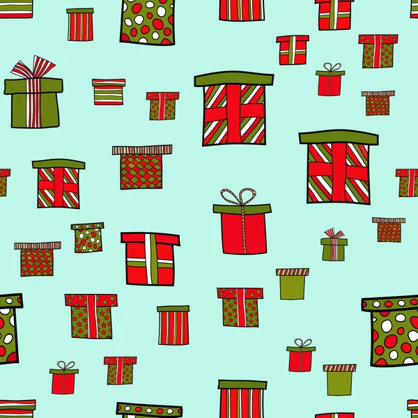 Abstract Vector Doodle Christmas Presents Seamless Pattern — Stock Photo, Image