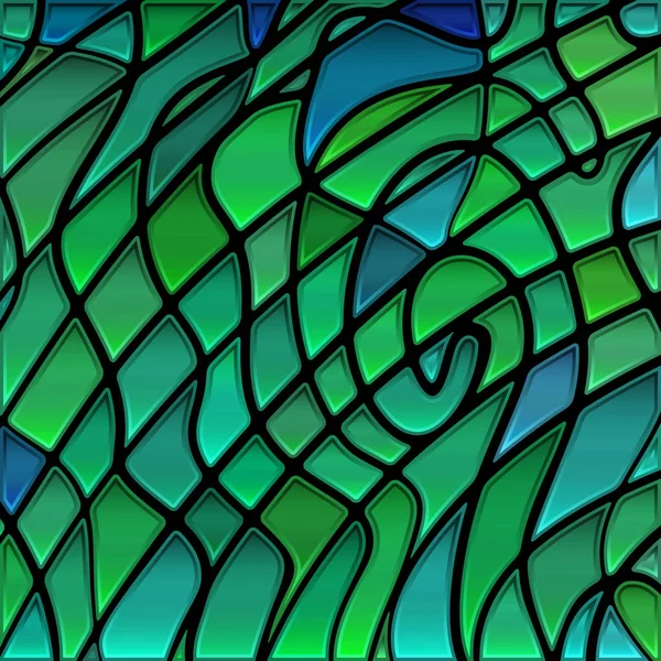 Vetor Abstrato Fundo Mosaico Vidro Manchado Verde Azul — Fotografia de Stock