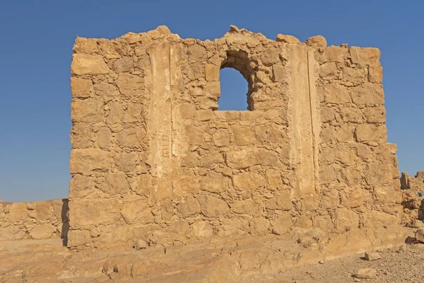 以色列Masada国家公园中的Masada遗址的建筑墙细节 — 图库照片
