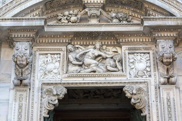 Catedral Milão Duomo Milano Igreja Gótica Detalhes Fachada Milão Itália — Fotografia de Stock